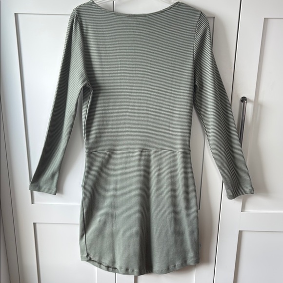 Synergy Organic Clothing Green Striped Reset Dress Kalamata Long Sleeve Womens M - Picture 8 of 10